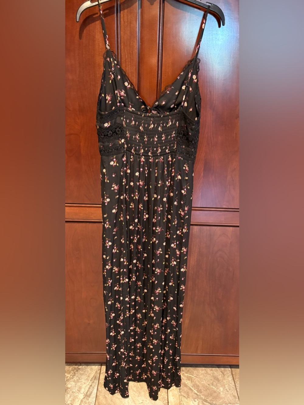 Free People Black Floral Lace Maxi Slip Dress - Picture 5 of 9